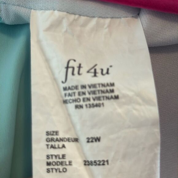 Fit 4 U Womens Plus Floral Print Mesh Splicing Blue Green One Piece Swimsuit - Picture 13 of 15